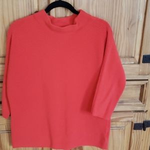 Coral lands end sweater. Size L. Horizontal Rib. Mock neck.